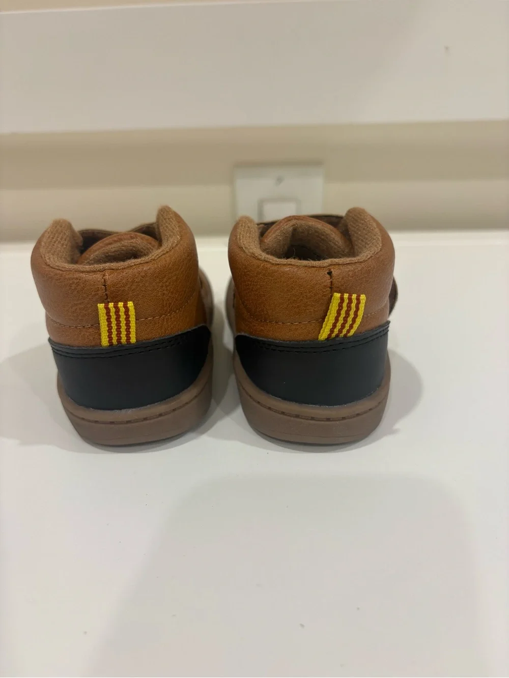 Carter's Tan Brown Leather Hook-and-Loop Baby Walkers
